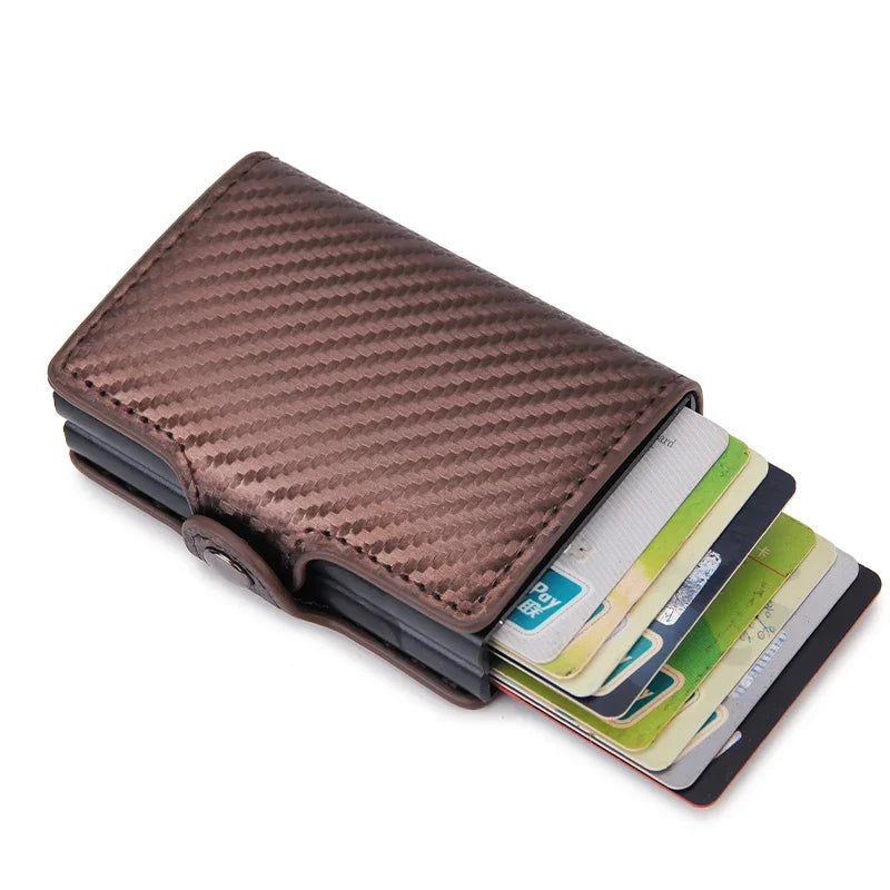 Carbon Fiber Credit Card Holder Men Wallet RFID PU Leather Metal Hasp Wallet Male Purse Minimalist Wolet Gifts for Men Carteiras