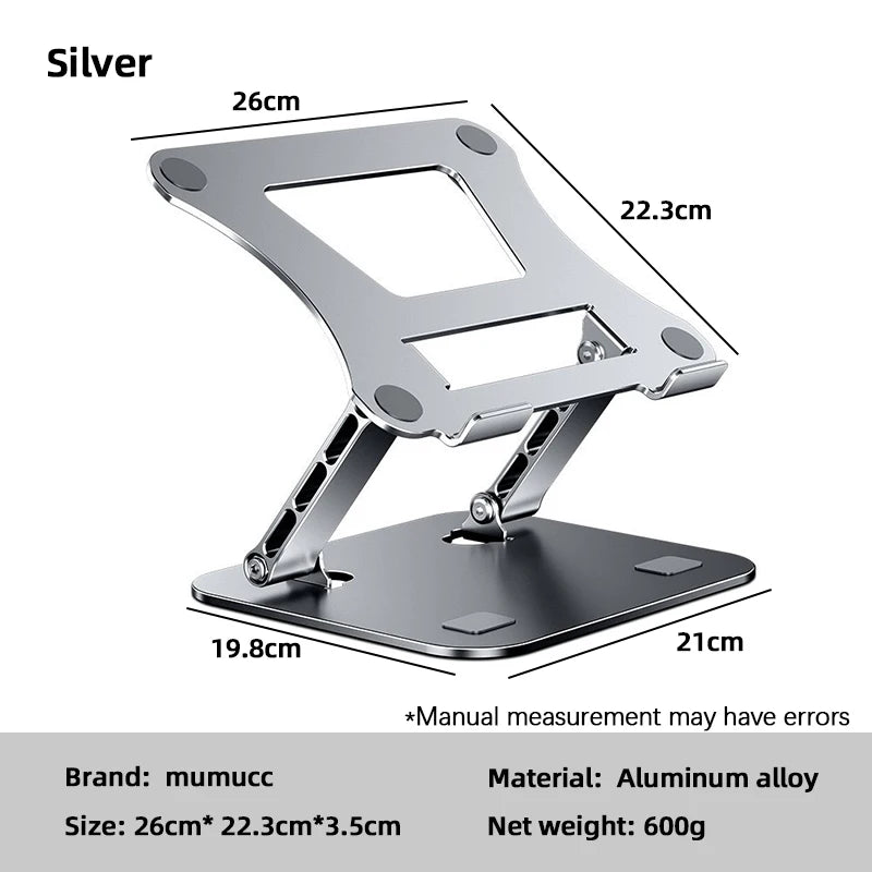 Aluminum alloy laptop stand, folding, height-increasing, hollowed-out for heat dissipation, bottom for storing keyboard