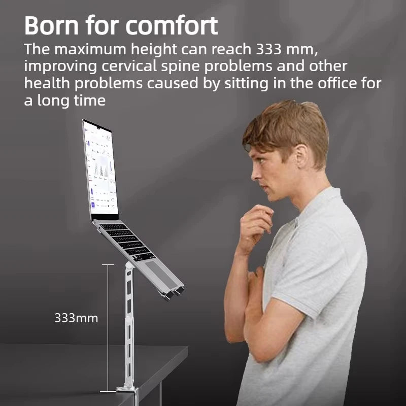Adjustable Aluminum Laptop Stand 360° Rotating Ergonomic Detachable Holder for 11-18.4 Inch Laptops