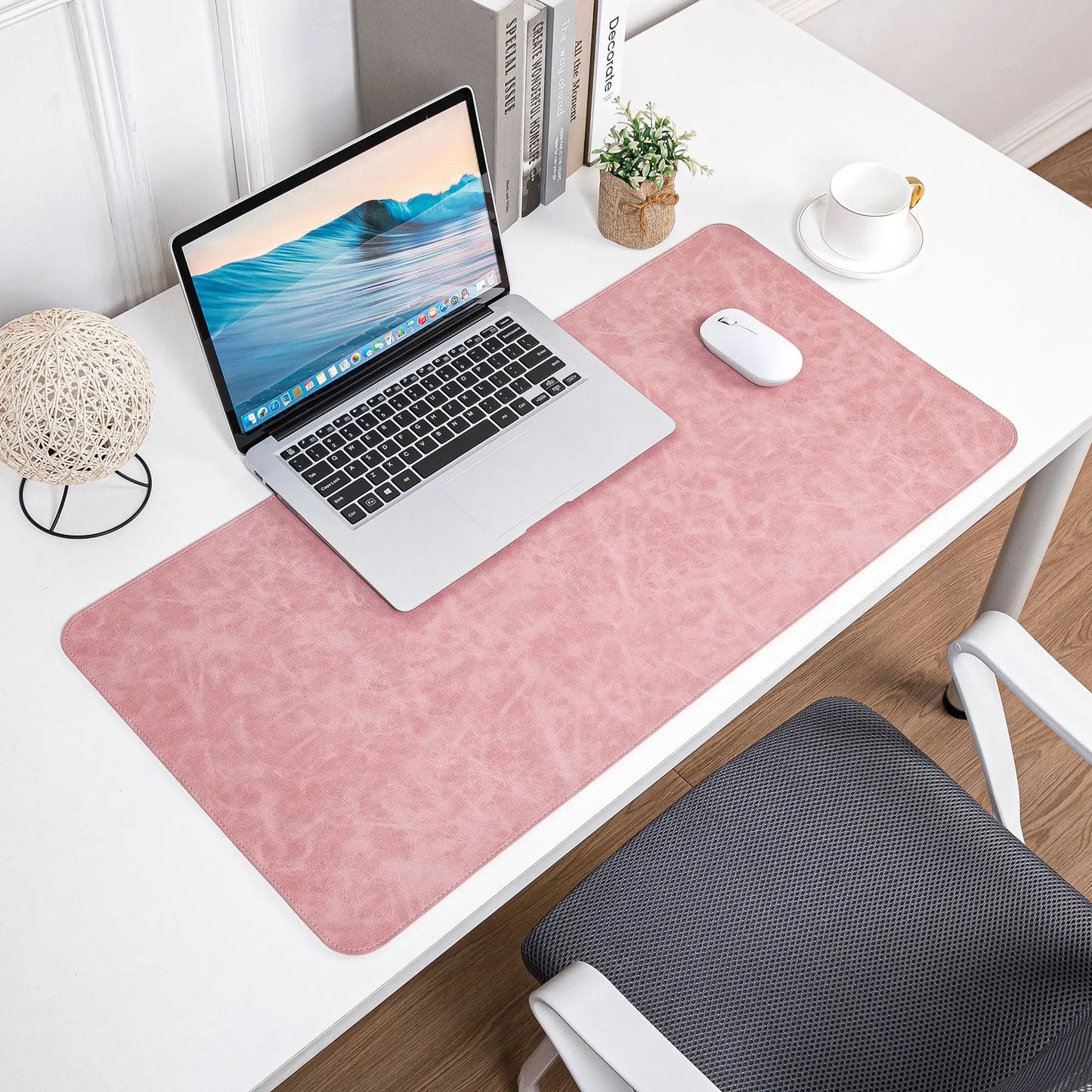 The Luxe Leather Desk Companion - PU Mat with True Grain Texture for Writing & Mouse Buttery-Soft Faux Leather Desk Blotter