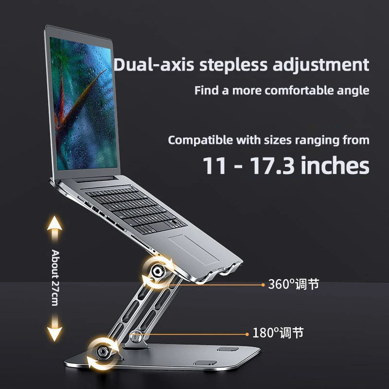 Aluminum alloy laptop stand, folding, height-increasing, hollowed-out for heat dissipation, bottom for storing keyboard