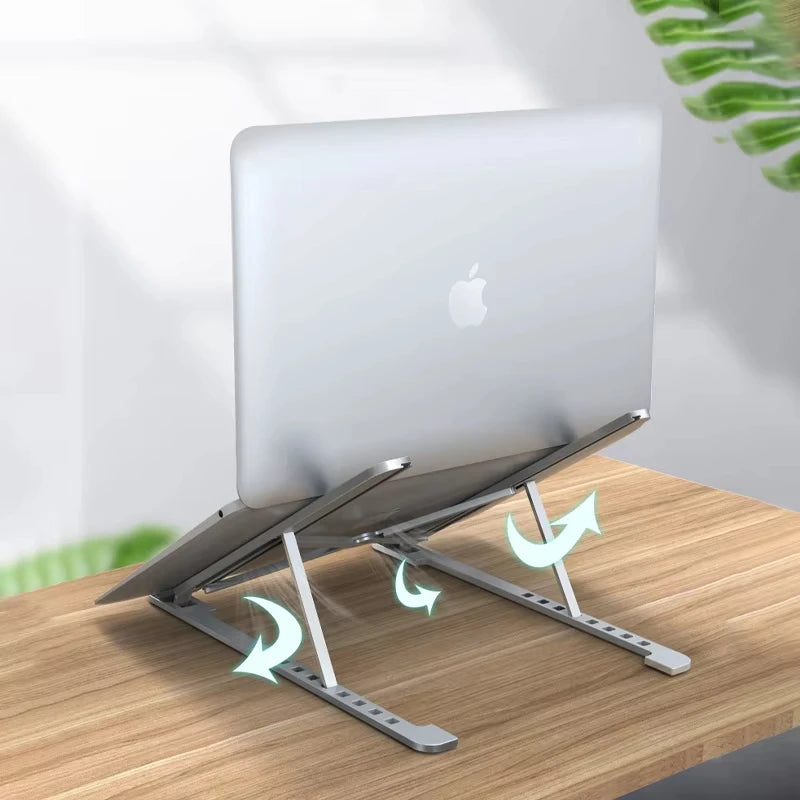 Aluminum Alloy 8 Level Adjustable Foldable Laptop Stand Ergonomic Computer Riser for Laptops up to 17.3 Inches