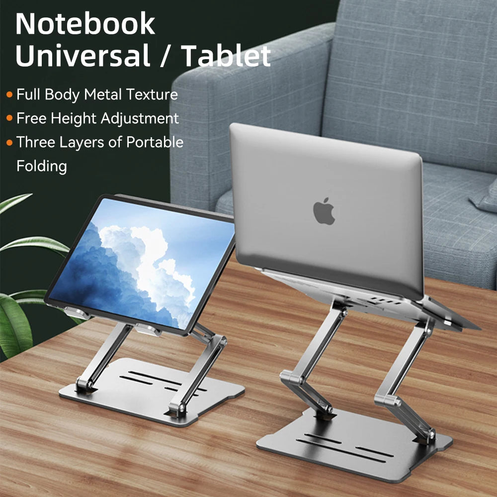 Adjustable Desk Laptop Stand For MacBook Pro Riser Ergonomic Aluminum Alloy Notebook Holder Compatible 9-17inch Laptop 3 layers