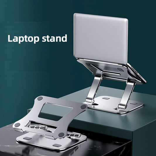 Aluminum alloy laptop stand, folding, height-increasing, hollowed-out for heat dissipation, bottom for storing keyboard