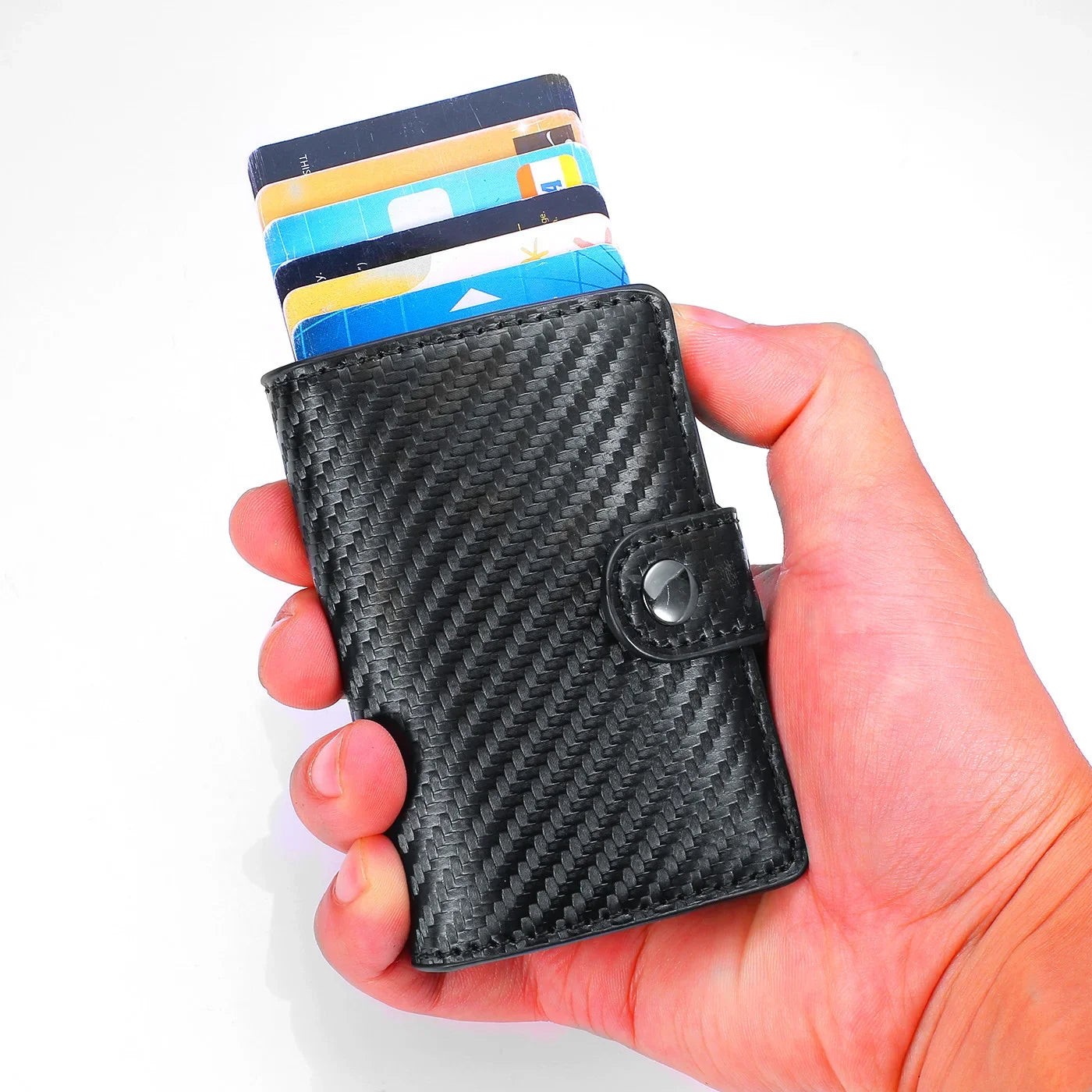 Carbon Fiber Credit Card Holder Wallet Money Bag Men Rfid Smart Metal Thin Slim Minimalist Wallet Black Vallet Gifts for Men