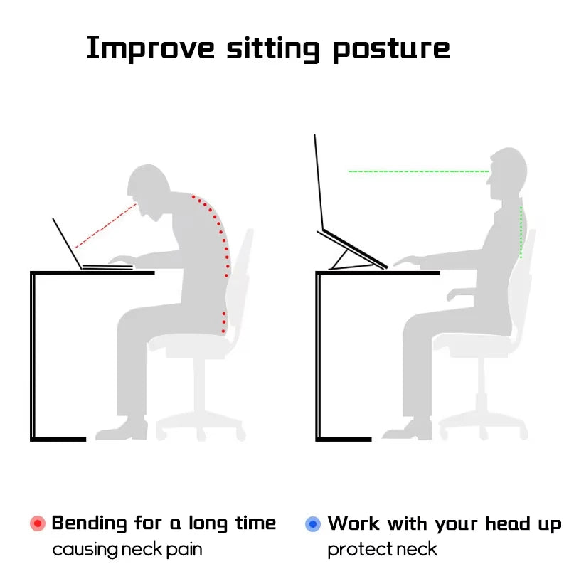 Aluminum Alloy 8 Level Adjustable Foldable Laptop Stand Ergonomic Computer Riser for Laptops up to 17.3 Inches
