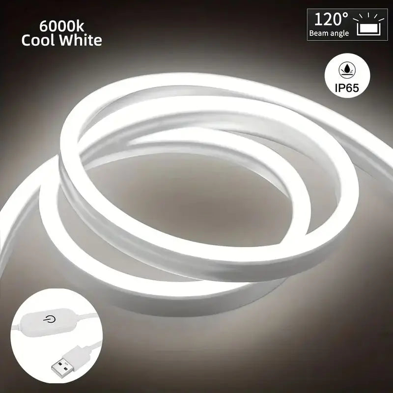 Touch Sensor LED Strip Lights Neon Sign 5V USB Dimmable Waterproof Neon Lamp Flexible Tape Silicone Bedroom Backlight DIY Decor