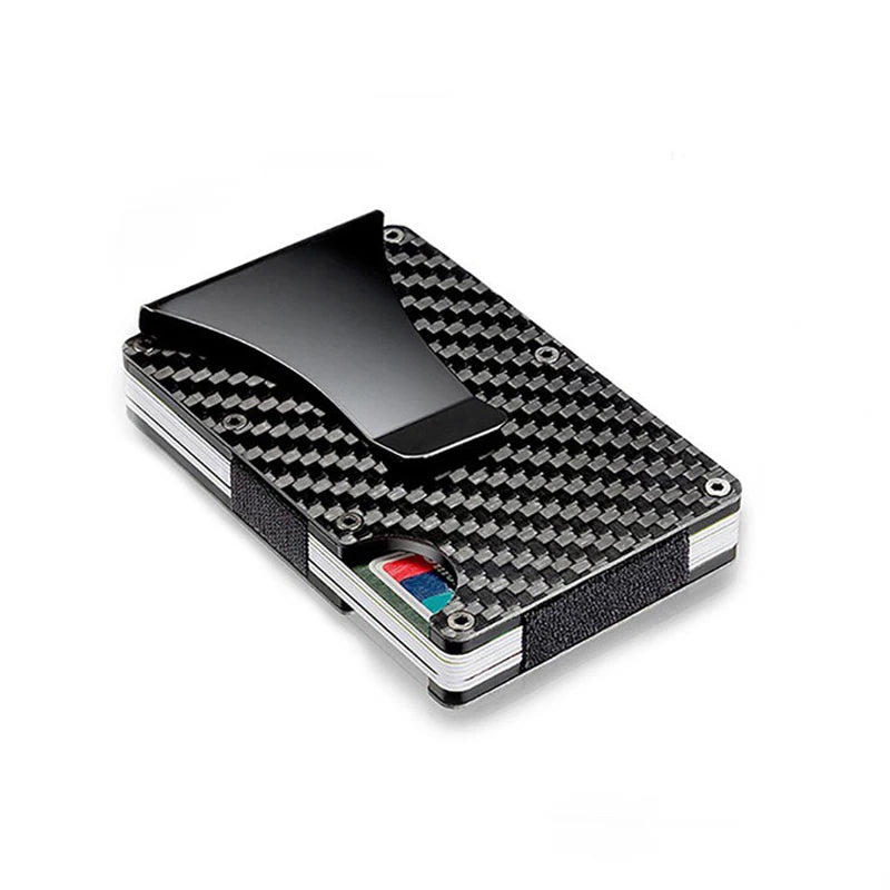 Minimalist carbon fiber RFID holder ultra-thin mini ID credit card holder aluminum alloy men's and women's wallet