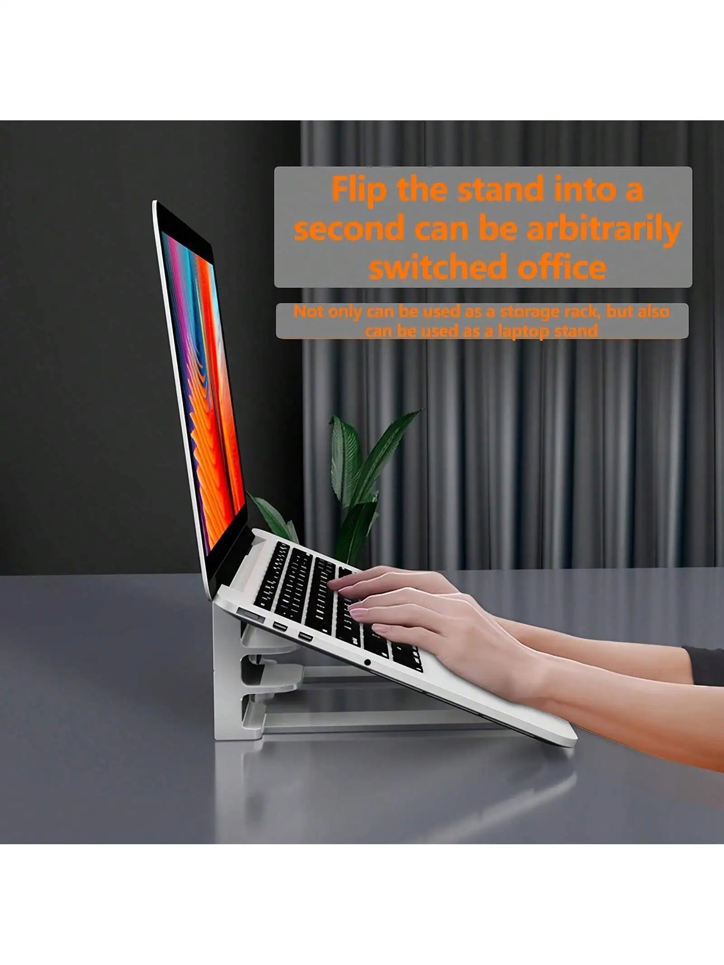 1 adjustable ergonomic laptop stand - ABS material, height adjustable desktop laptop stand saves space