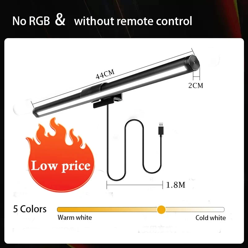 Eye-Care Monitor Lights Bar Led Desk Lamp RGB Computer PC Light Bar Monitor Screen Lighting Stepless Dimming Reading Table Lamp
