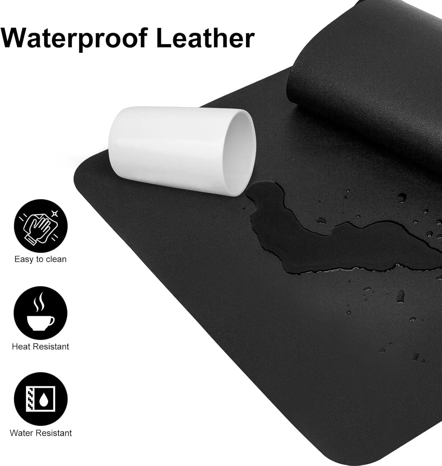 Large Office Leather Desk Mat, Mouse and Keyboard Pad, Computer and Laptop Mat, Desktop Protector and Cover, Writing Pad