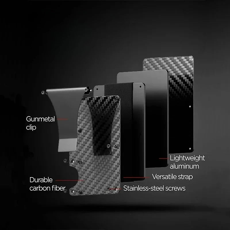 Carbon Fiber Minimalist Slim Wallet Carteira for Men Cartera Tarjetero Hombre RFID Cashback Credit Card Holder Luxury