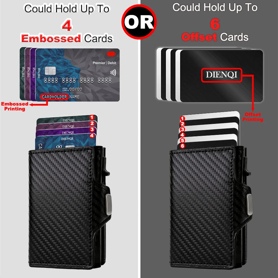 Aluminum Minimalist Smart Wallet Rfid Carbon Fiber Card Holder Wallet for Men, Coin Pocket, ID Bank Credit Cardholder Case