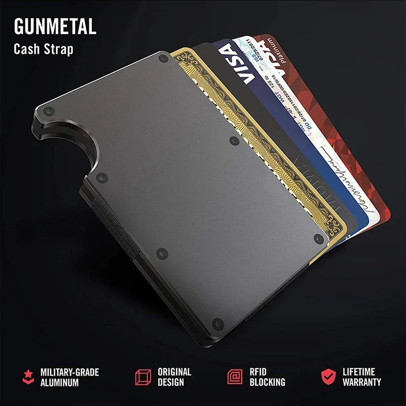 Forged Carbon Fiber Minimalist Slim Smart Wallets for Men Cashback Credit Card Holder Luxury Aluminium Wallet RFID Money Clip