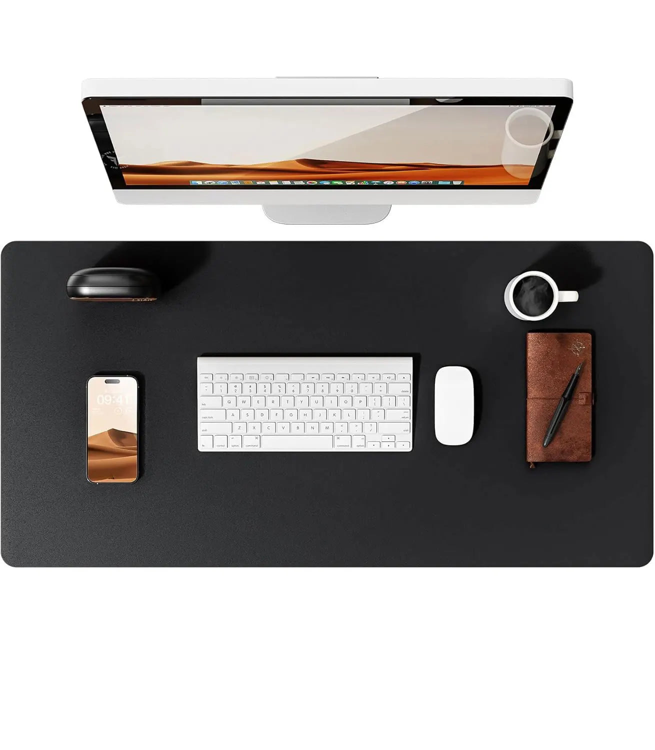 Large Desktop Mat,Leather Desk Pad Protector, Office Desktop Keyboard Desk Mat, Non-Slip PU Leather with Desk Blotter,Mouse Pads