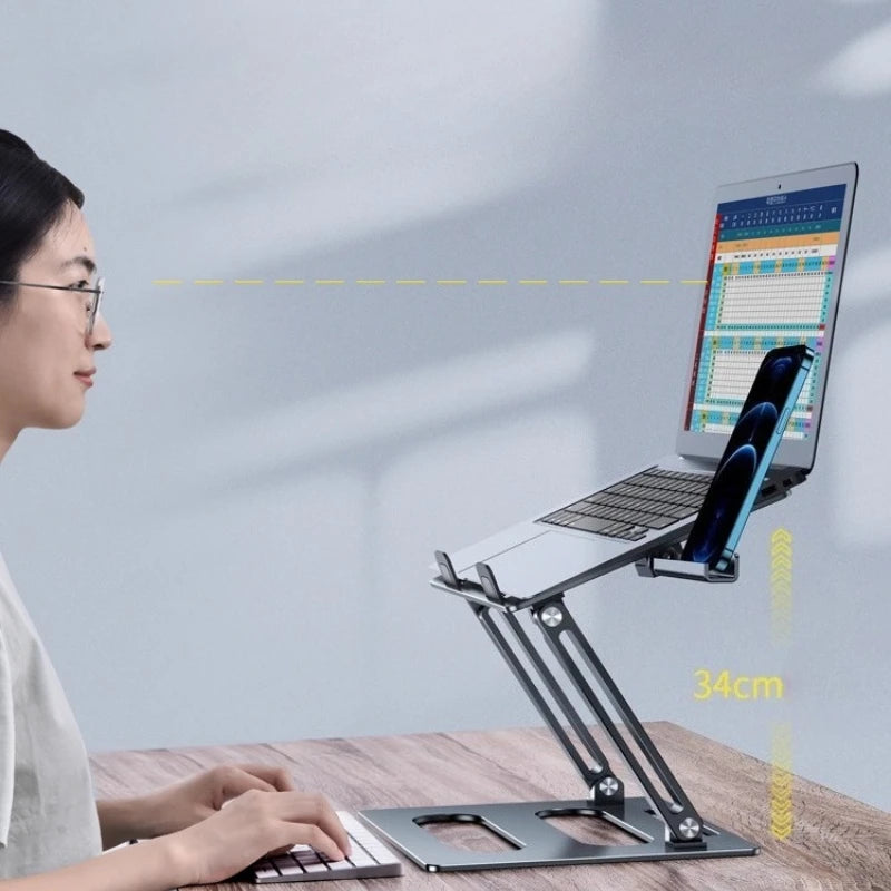Adjustable Height Aluminum Laptop Stand Cooling Riser Multi-Functional Ergonomic Desktop Holder for Monitor & Notebook