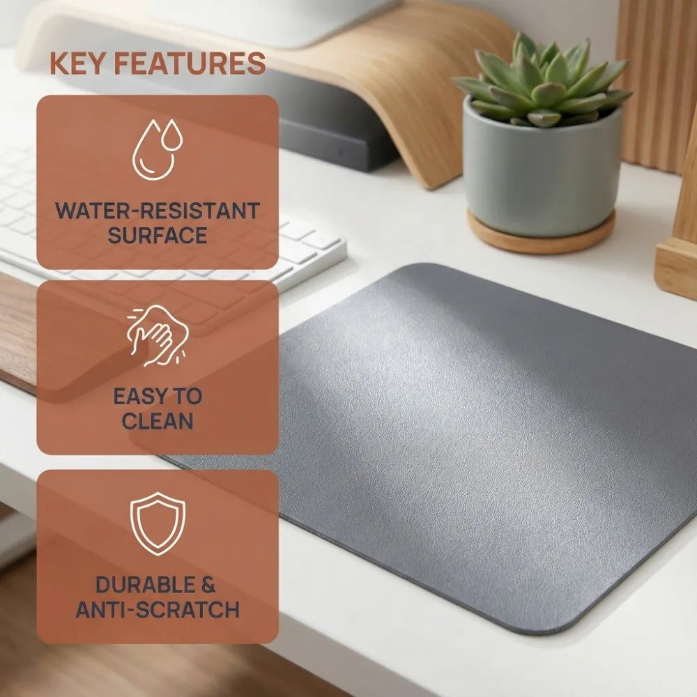 High Quality Leather Mouse Pad Non-slip Wear Resistant Gaming Desk Mat Universal Solid Color Writing Mat Home Office