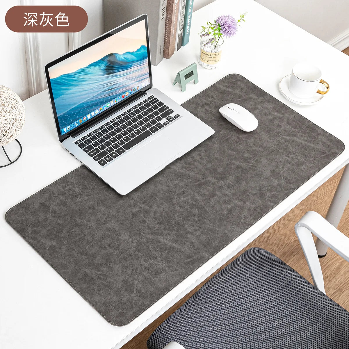 The Luxe Leather Desk Companion - PU Mat with True Grain Texture for Writing & Mouse Buttery-Soft Faux Leather Desk Blotter