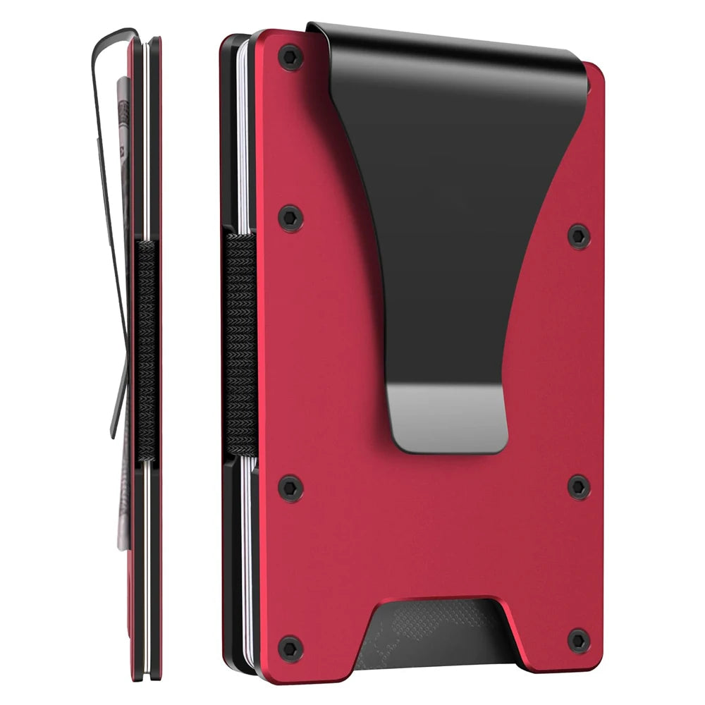 Minimalist Wallet for Men- Slim Aluminum Metal Money Clip Wallet with Clear ID Card Holder, Slim Wallet for Men,Holds up 15 Card