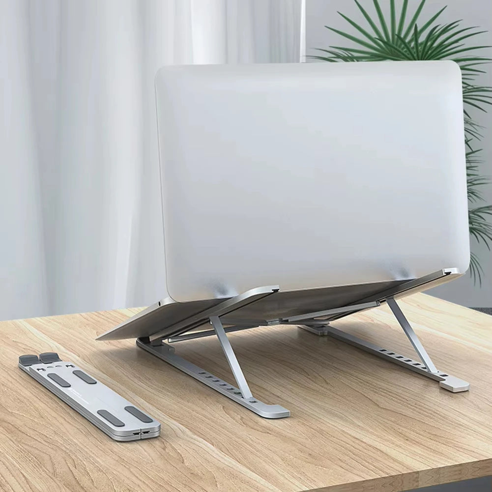Aluminum Alloy 8 Level Adjustable Foldable Laptop Stand Ergonomic Computer Riser for Laptops up to 17.3 Inches