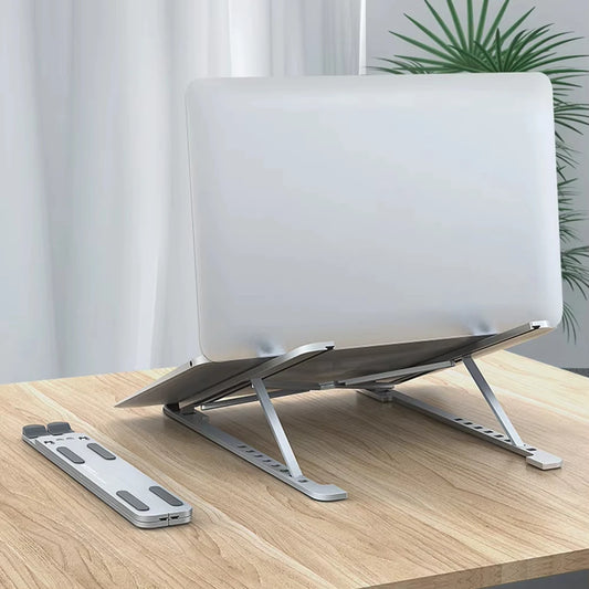 Aluminum Alloy 8 Level Adjustable Foldable Laptop Stand Ergonomic Computer Riser for Laptops up to 17.3 Inches