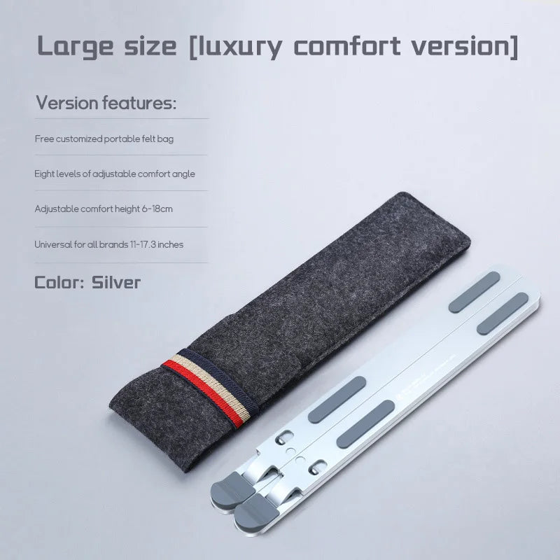 Aluminum Alloy 8 Level Adjustable Foldable Laptop Stand Ergonomic Computer Riser for Laptops up to 17.3 Inches