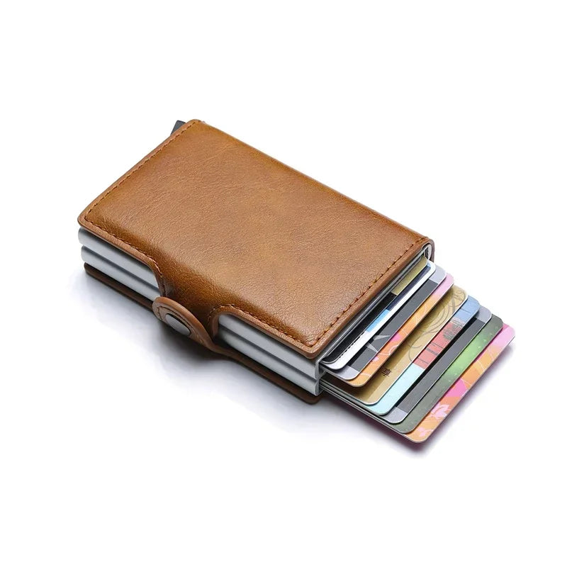 Carbon Fiber Credit Card Holder Men Wallet RFID PU Leather Metal Hasp Wallet Male Purse Minimalist Wolet Gifts for Men Carteiras