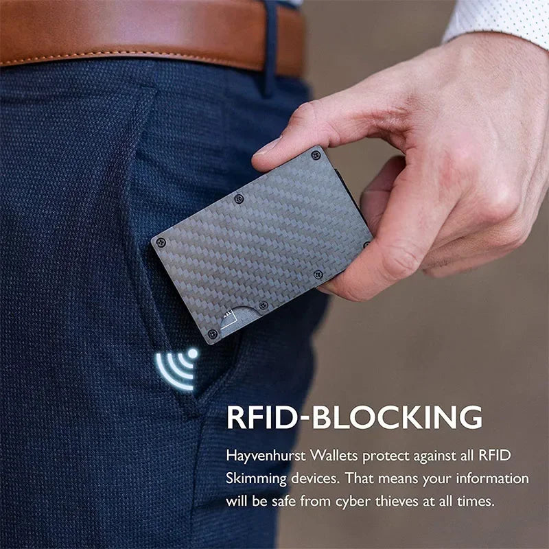 Carbon Fiber Minimalist Slim Wallet Carteira for Men Cartera Tarjetero Hombre RFID Cashback Credit Card Holder Luxury