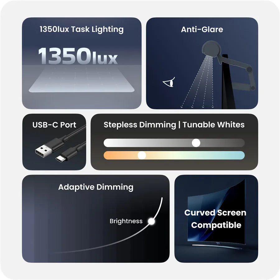 Yeelight Pura Monitor Light Bar LED Screen Hanging Light Eye Protection Smart Touch 45° Light Angle 3000-6500K Anti-Glare USB-C