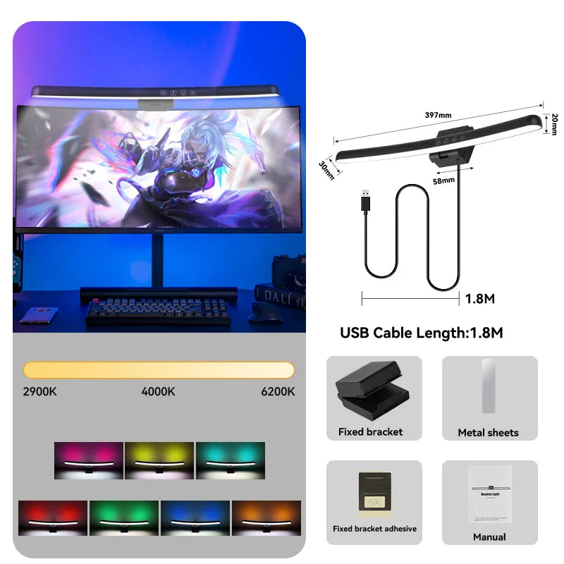 Monitor Bar LED Desk Light Computer Game For Pc Dimming Light USB Reading Light Monitor Backlight Screen RGB Light Office Lamp