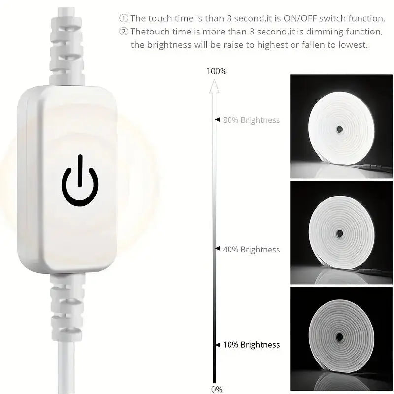 Touch Sensor LED Strip Lights Neon Sign 5V USB Dimmable Waterproof Neon Lamp Flexible Tape Silicone Bedroom Backlight DIY Decor