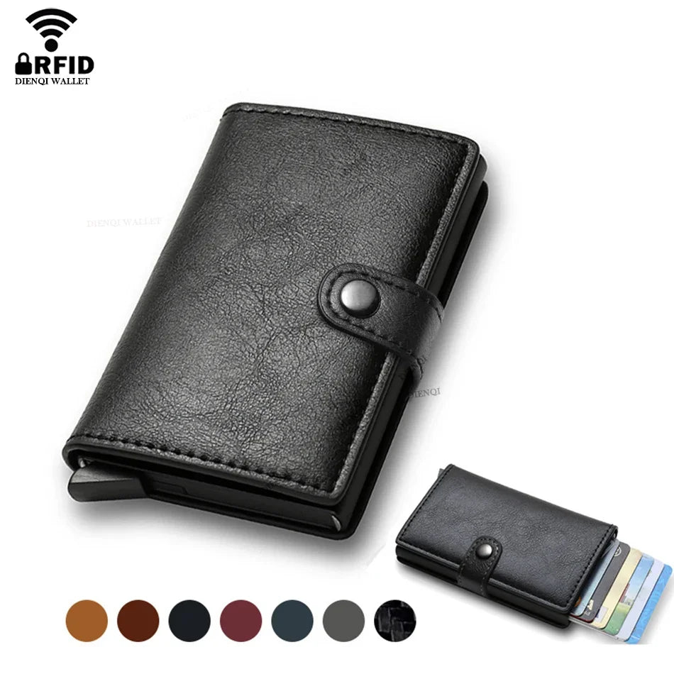 Carbon Fiber Credit Card Holder Wallet Money Bag Men Rfid Smart Metal Thin Slim Minimalist Wallet Black Vallet Gifts for Men