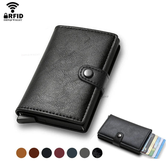 Carbon Fiber Credit Card Holder Wallet Money Bag Men Rfid Smart Metal Thin Slim Minimalist Wallet Black Vallet Gifts for Men