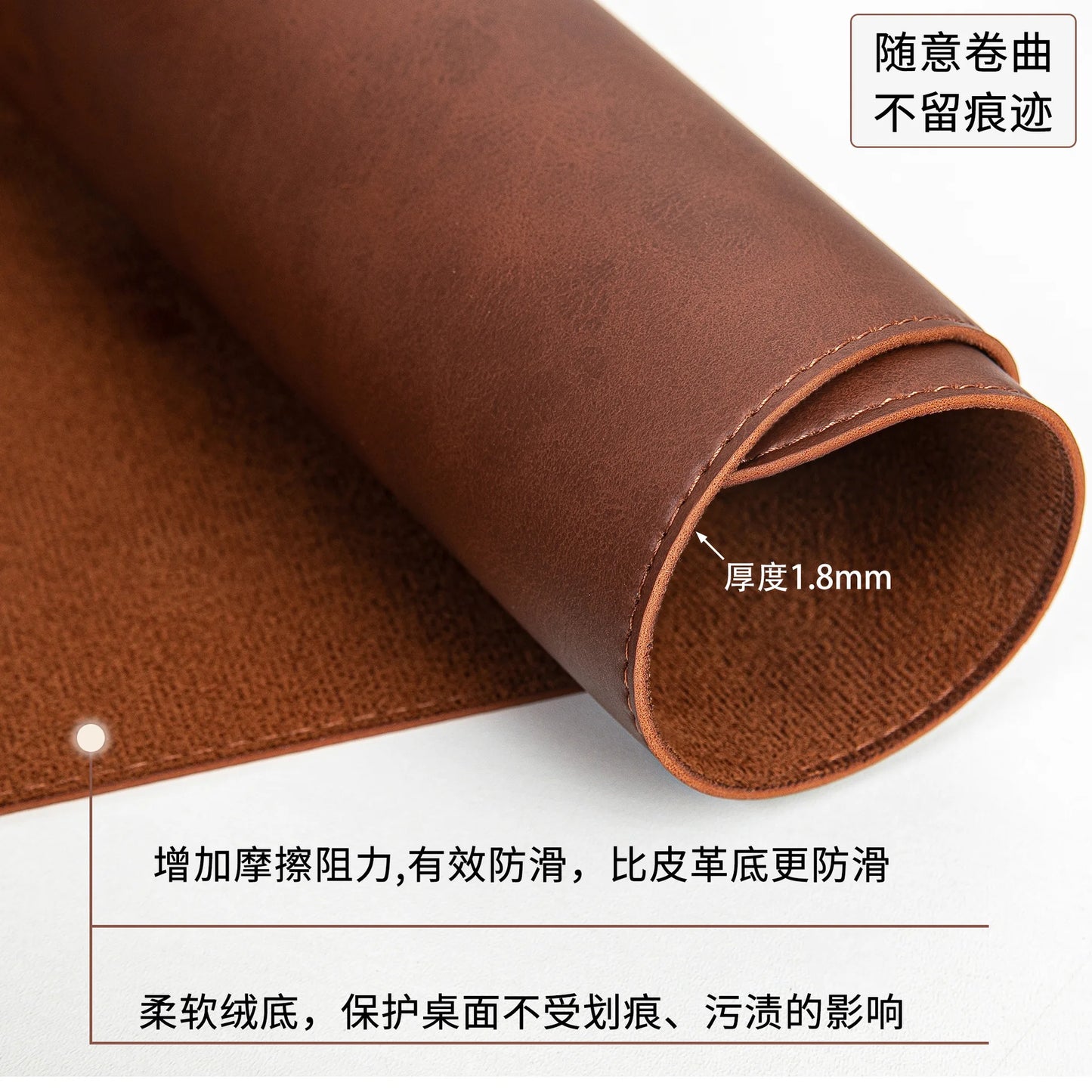 The Luxe Leather Desk Companion - PU Mat with True Grain Texture for Writing & Mouse Buttery-Soft Faux Leather Desk Blotter