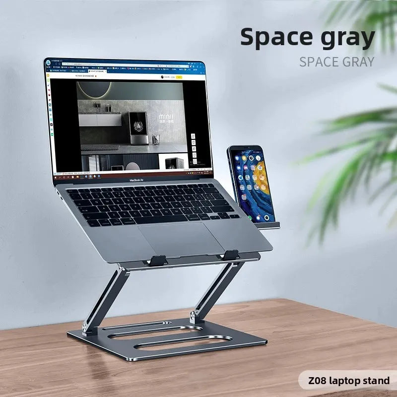 Adjustable Height Aluminum Laptop Stand Cooling Riser Multi-Functional Ergonomic Desktop Holder for Monitor & Notebook