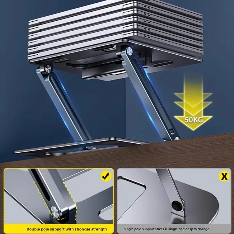 Adjustable Height Aluminum Laptop Stand Cooling Riser Multi-Functional Ergonomic Desktop Holder for Monitor & Notebook