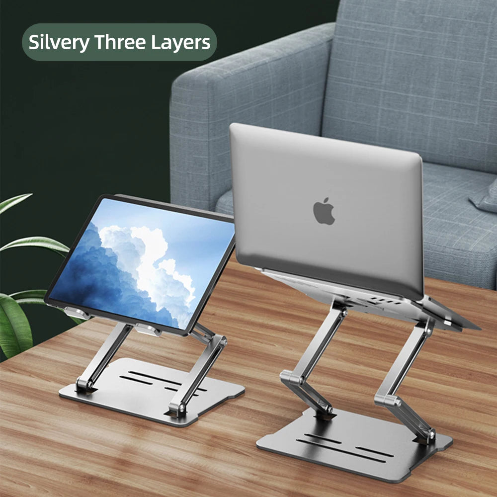 Adjustable Desk Laptop Stand For MacBook Pro Riser Ergonomic Aluminum Alloy Notebook Holder Compatible 9-17inch Laptop 3 layers