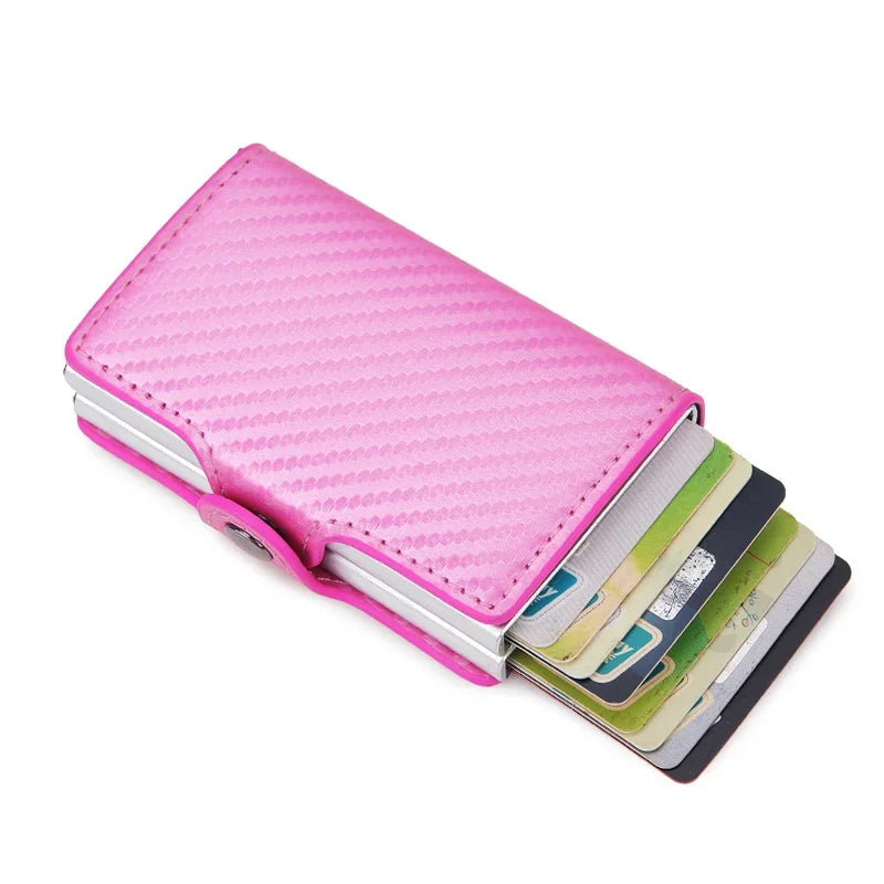 Carbon Fiber Credit Card Holder Men Wallet RFID PU Leather Metal Hasp Wallet Male Purse Minimalist Wolet Gifts for Men Carteiras