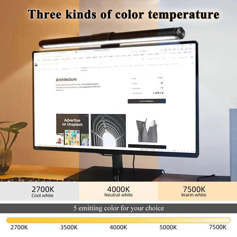 Eye-Care Monitor Lights Bar Led Desk Lamp RGB Computer PC Light Bar Monitor Screen Lighting Stepless Dimming Reading Table Lamp