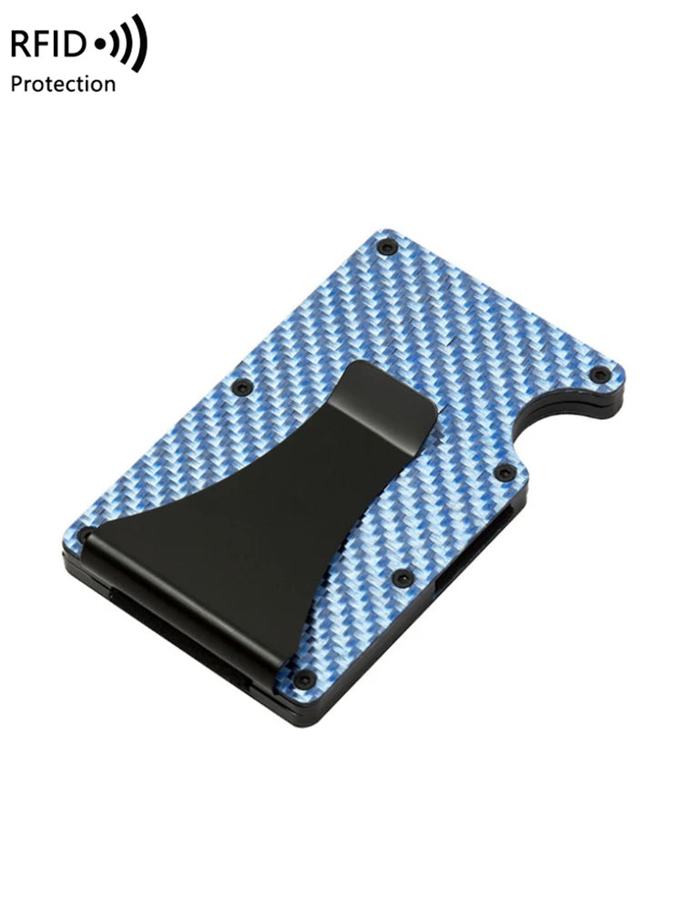 Minimalist carbon fiber RFID holder ultra-thin mini ID credit card holder aluminum alloy men's and women's wallet