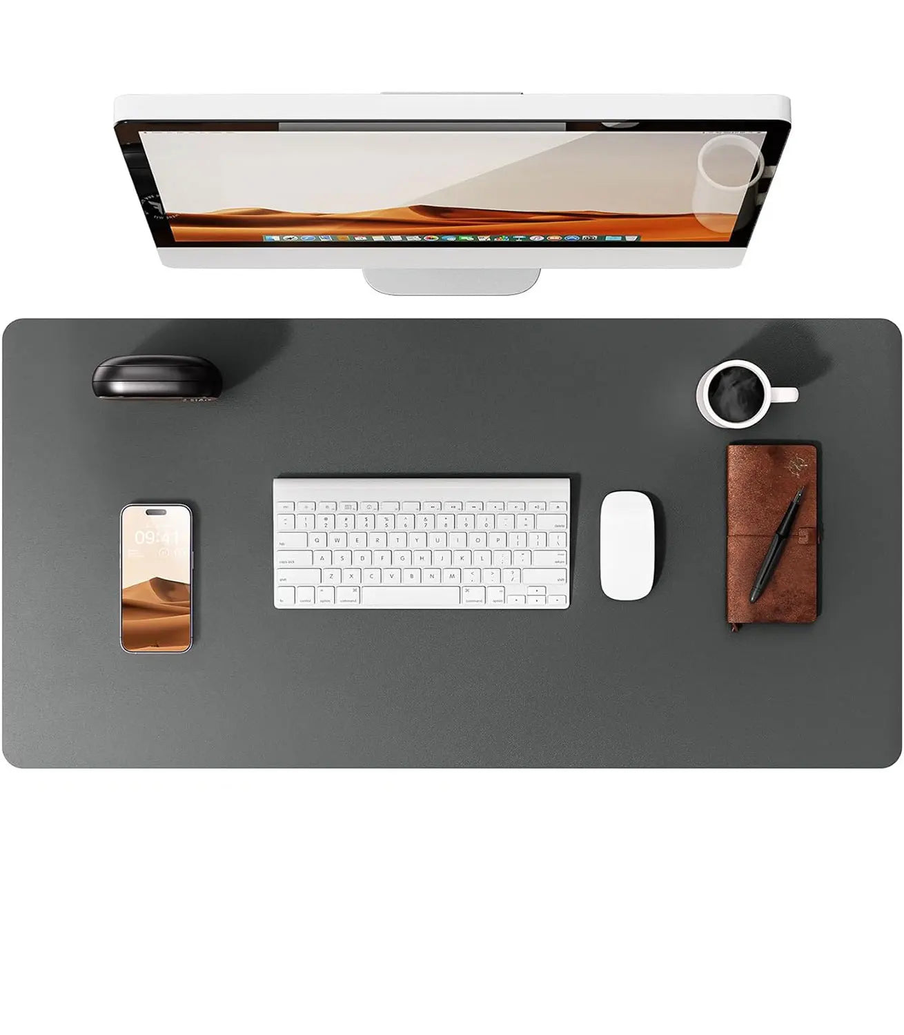 Large Desktop Mat,Leather Desk Pad Protector, Office Desktop Keyboard Desk Mat, Non-Slip PU Leather with Desk Blotter,Mouse Pads