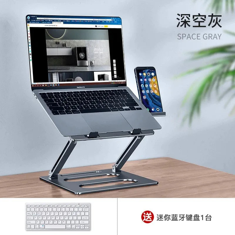 Adjustable Height Aluminum Laptop Stand Cooling Riser Multi-Functional Ergonomic Desktop Holder for Monitor & Notebook