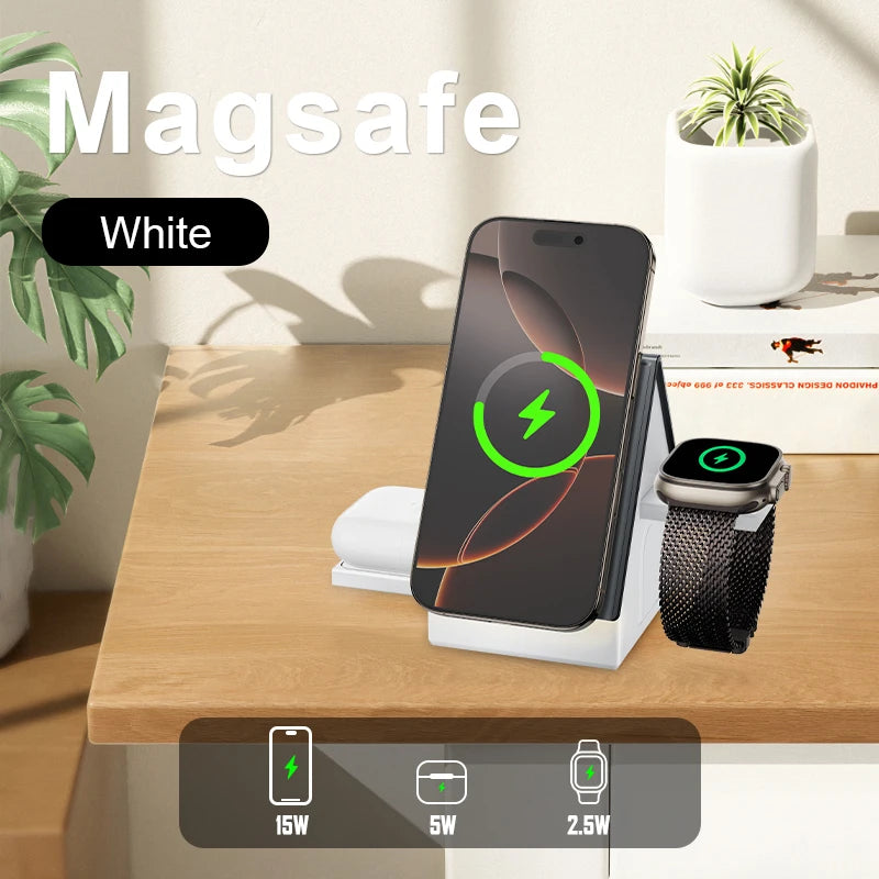 3 in 1 Charging Station Super Stable Wireless Charging Station for Magsafe Charger Stand Cube for iPhone and Watch Gifts for Men