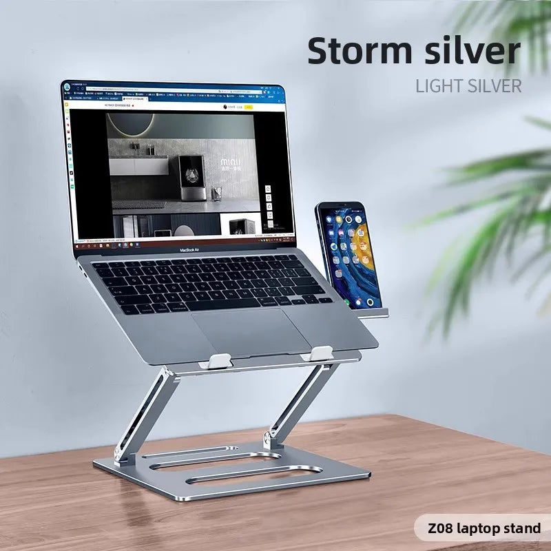 Adjustable Height Aluminum Laptop Stand Cooling Riser Multi-Functional Ergonomic Desktop Holder for Monitor & Notebook