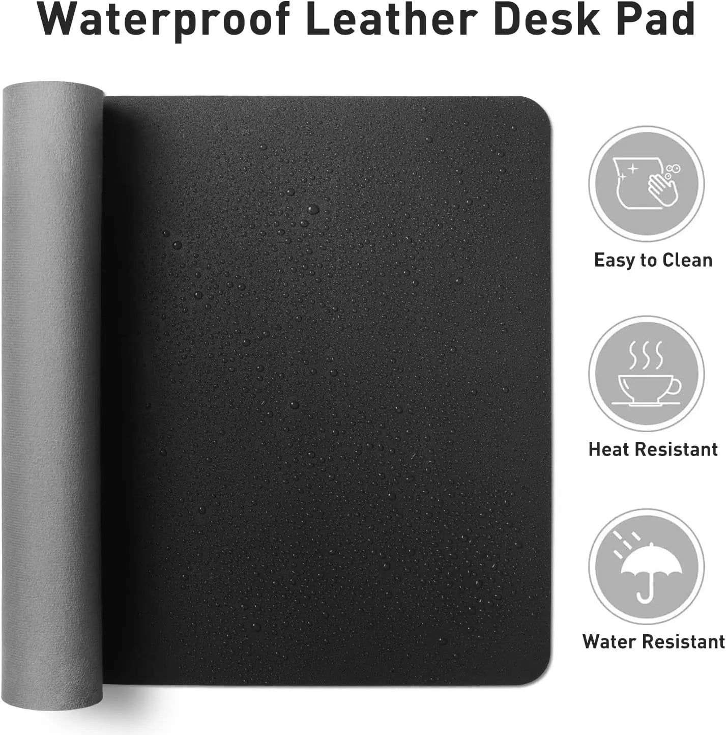 Large Desktop Mat,Leather Desk Pad Protector, Office Desktop Keyboard Desk Mat, Non-Slip PU Leather with Desk Blotter,Mouse Pads