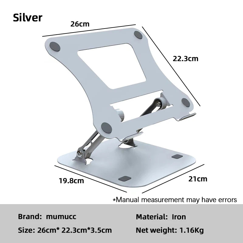 Aluminum alloy laptop stand, folding, height-increasing, hollowed-out for heat dissipation, bottom for storing keyboard