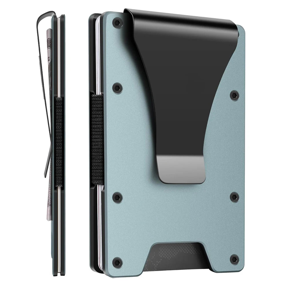 Minimalist Wallet for Men- Slim Aluminum Metal Money Clip Wallet with Clear ID Card Holder, Slim Wallet for Men,Holds up 15 Card