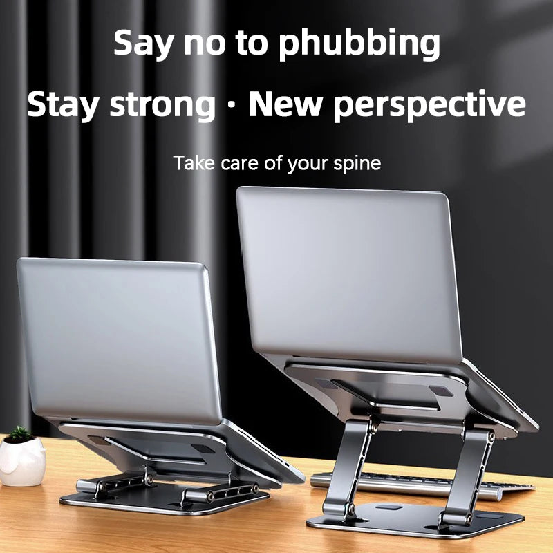 Aluminum alloy laptop stand, folding, height-increasing, hollowed-out for heat dissipation, bottom for storing keyboard