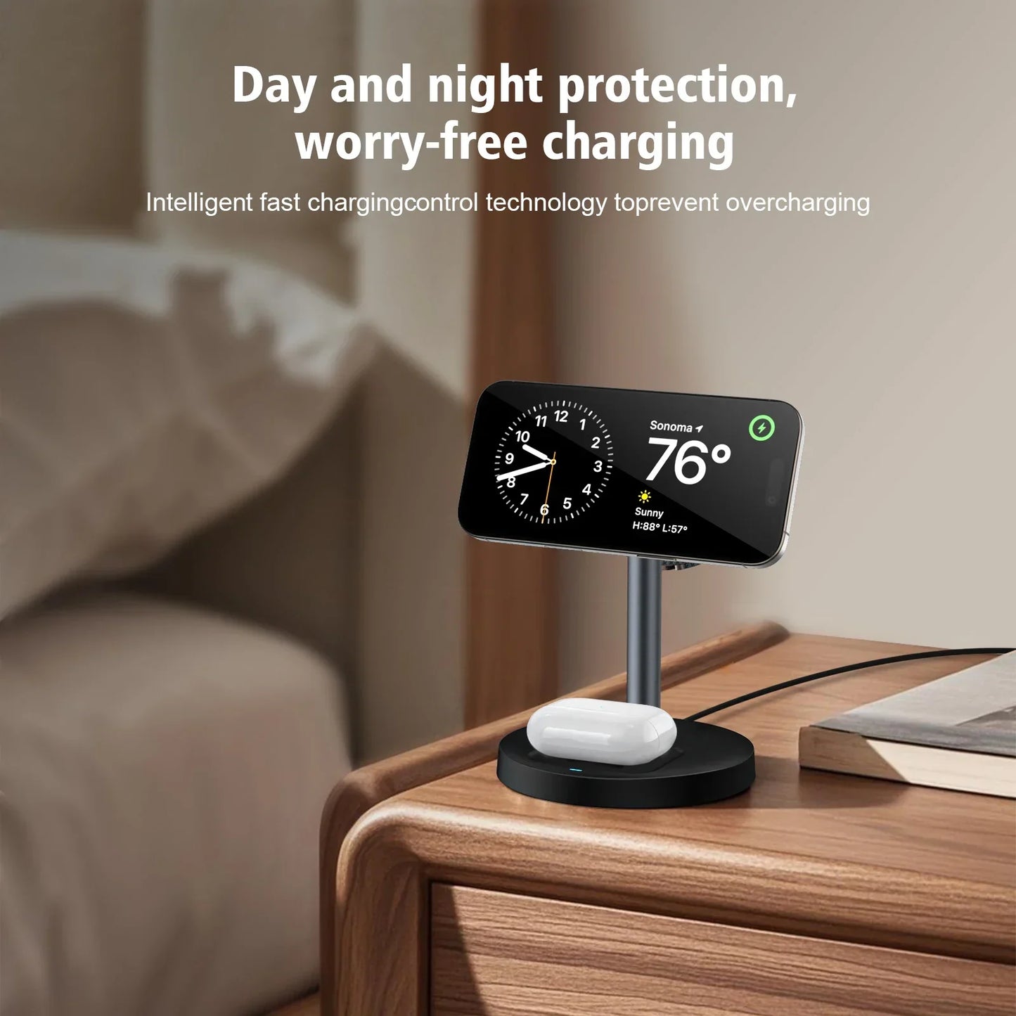 15W Magnetic Fast Charging Stand For Magsafe iPhone 16/15/14/13/12 Pro Max  iWatch 10/9/8/7 AirPods Pro 3 in 1 Wireless Charger