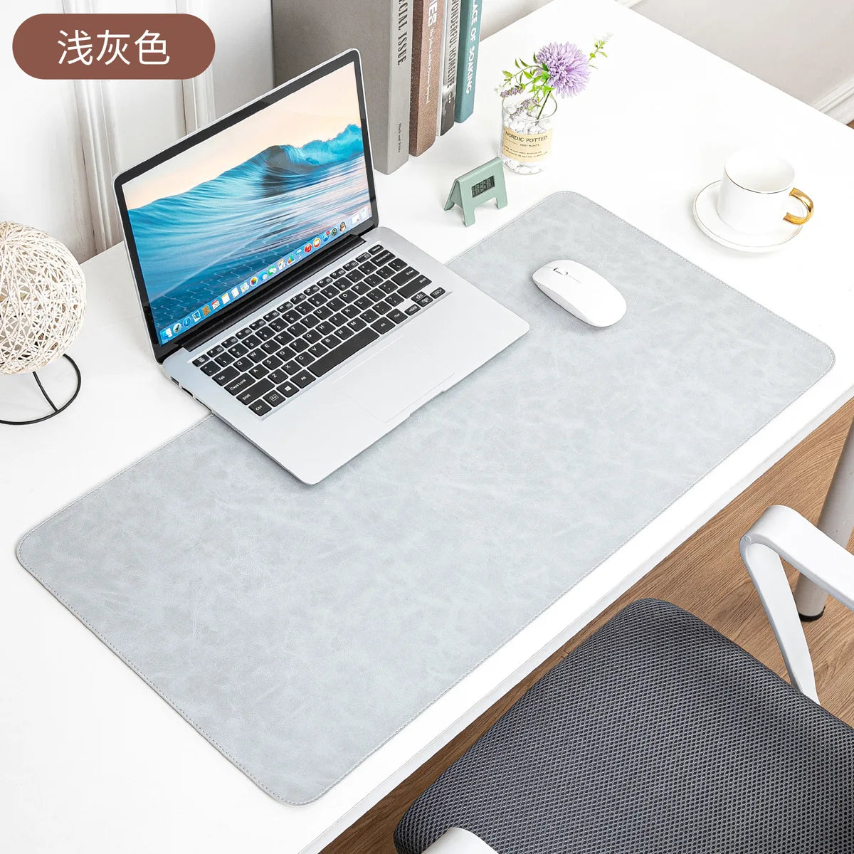 The Luxe Leather Desk Companion - PU Mat with True Grain Texture for Writing & Mouse Buttery-Soft Faux Leather Desk Blotter